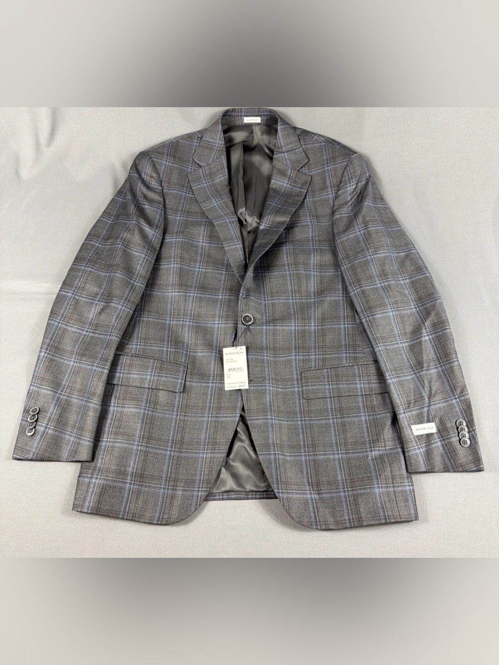 Peter Millar Sport Coat Flynn Checks 38R Charcoal Wool NWT MSRP $795